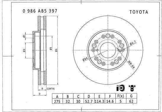 BOSCH 0 986 AB5 397 - Bremžu diski ps1.lv