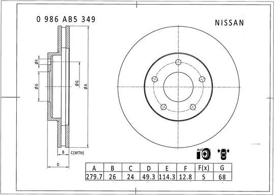 BOSCH 0 986 AB5 349 - Bremžu diski ps1.lv