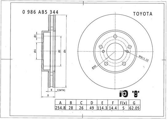 BOSCH 0 986 AB5 344 - Bremžu diski ps1.lv