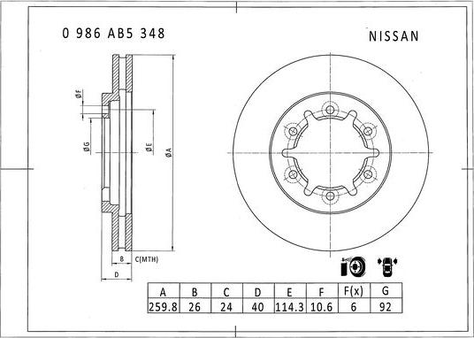 BOSCH 0 986 AB5 348 - Bremžu diski ps1.lv