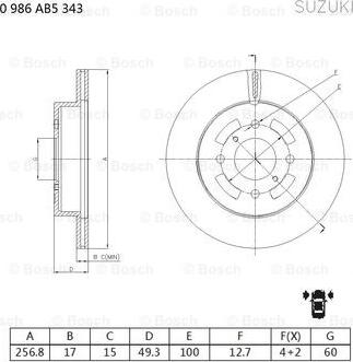 BOSCH 0 986 AB5 343 - Bremžu diski ps1.lv