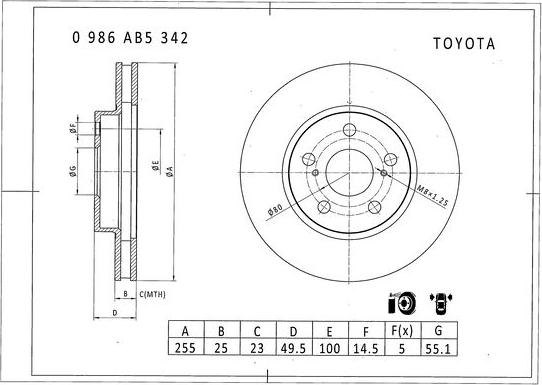 BOSCH 0 986 AB5 342 - Bremžu diski ps1.lv