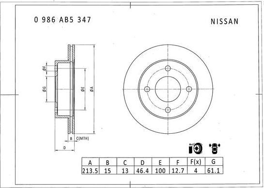 BOSCH 0 986 AB5 347 - Bremžu diski ps1.lv