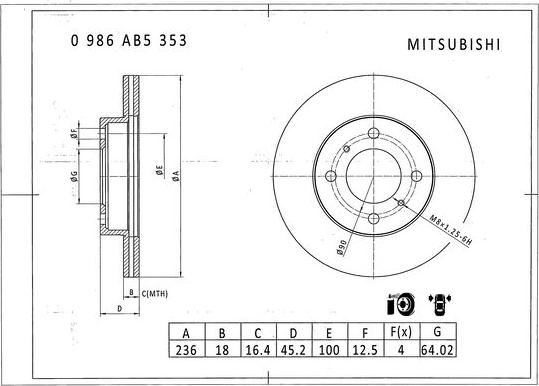 BOSCH 0 986 AB5 353 - Bremžu diski ps1.lv