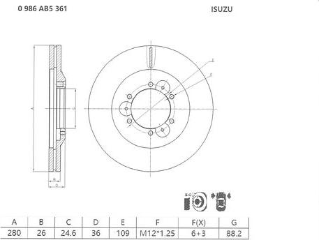 BOSCH 0 986 AB5 361 - Bremžu diski ps1.lv