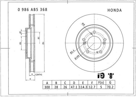 BOSCH 0 986 AB5 368 - Bremžu diski ps1.lv