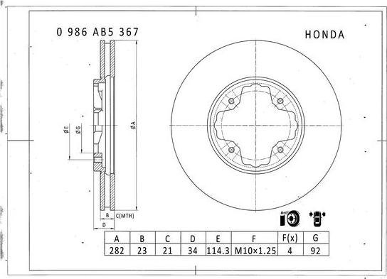 BOSCH 0 986 AB5 367 - Bremžu diski ps1.lv