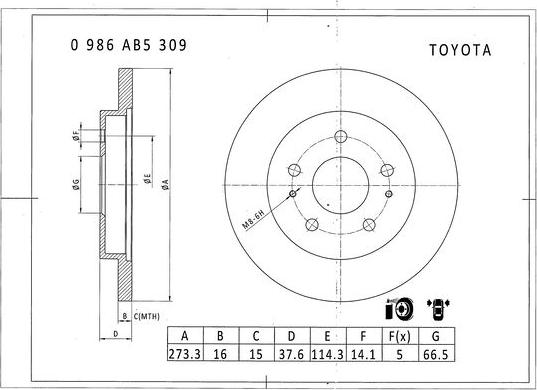 BOSCH 0 986 AB5 309 - Bremžu diski ps1.lv