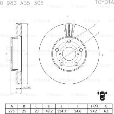 BOSCH 0 986 AB5 305 - Bremžu diski ps1.lv