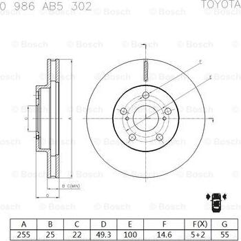 BOSCH 0 986 AB5 302 - Bremžu diski ps1.lv