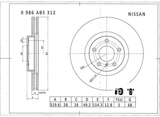 BOSCH 0 986 AB5 312 - Bremžu diski ps1.lv