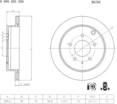 BOSCH 0 986 AB5 380 - Bremžu diski ps1.lv