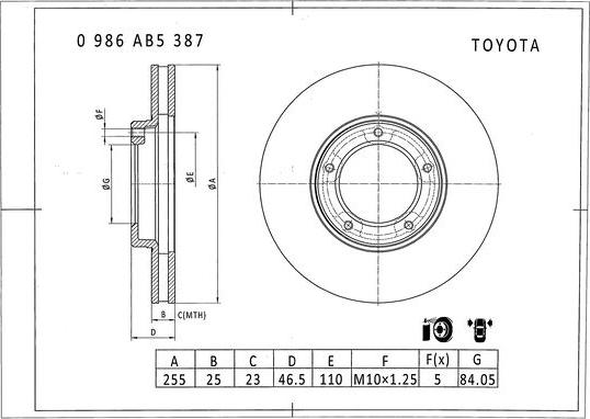 BOSCH 0 986 AB5 387 - Bremžu diski ps1.lv