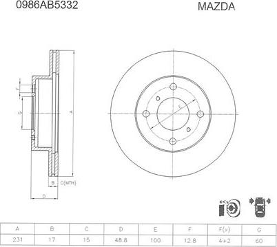 BOSCH 0 986 AB5 332 - Bremžu diski ps1.lv