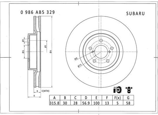 BOSCH 0 986 AB5 329 - Bremžu diski ps1.lv