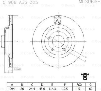 BOSCH 0 986 AB5 325 - Bremžu diski ps1.lv