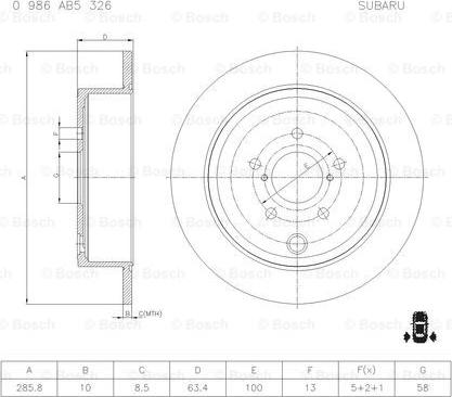 BOSCH 0 986 AB5 326 - Bremžu diski ps1.lv