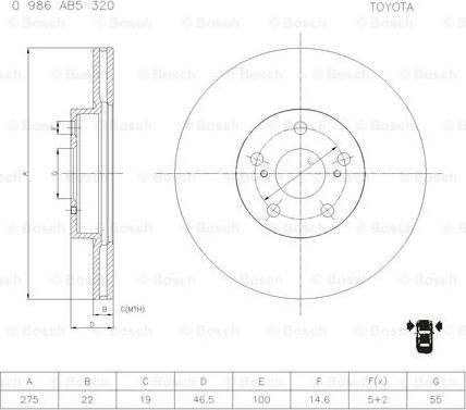 BOSCH 0 986 AB5 320 - Bremžu diski ps1.lv