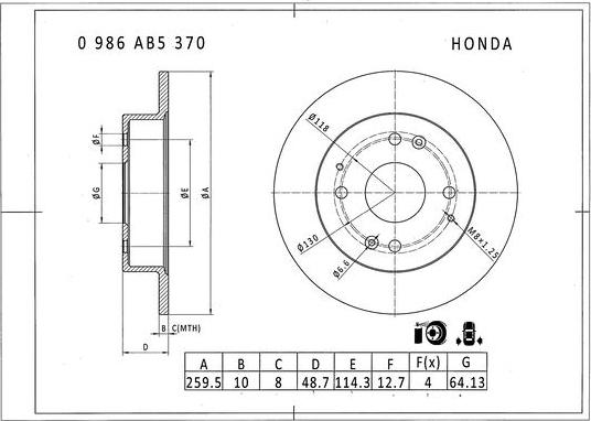 BOSCH 0 986 AB5 370 - Bremžu diski ps1.lv