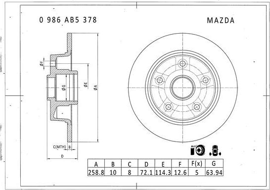 BOSCH 0 986 AB5 378 - Bremžu diski ps1.lv