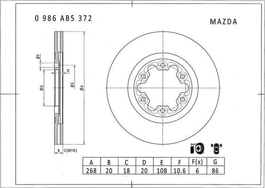 BOSCH 0 986 AB5 372 - Bremžu diski ps1.lv