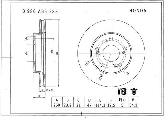 BOSCH 0 986 AB5 282 - Bremžu diski ps1.lv