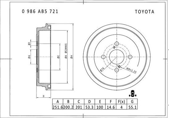 BOSCH 0 986 AB5 721 - Bremžu trumulis ps1.lv