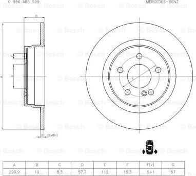 BOSCH 0 986 AB6 529 - Bremžu diski ps1.lv