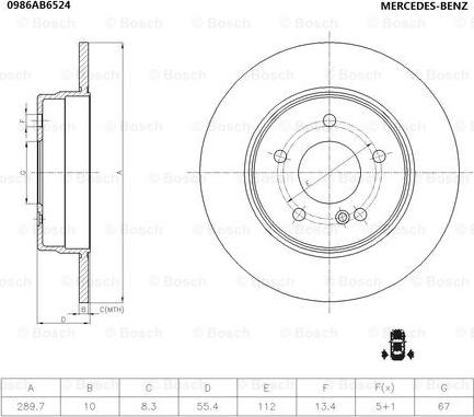 BOSCH 0 986 AB6 524 - Bremžu diski ps1.lv