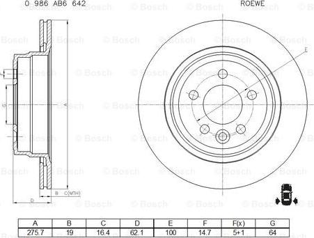 BOSCH 0 986 AB6 642 - Bremžu diski ps1.lv