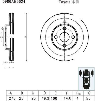 BOSCH 0 986 AB6 624 - Bremžu diski ps1.lv