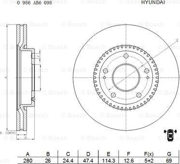 BOSCH 0 986 AB6 098 - Bremžu diski ps1.lv