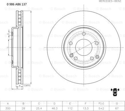 BOSCH 0 986 AB6 137 - Bremžu diski ps1.lv