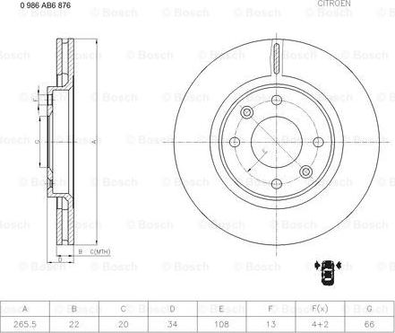 BOSCH 0 986 AB6 876 - Bremžu diski ps1.lv