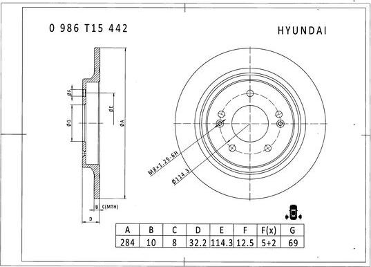 BOSCH 0 986 T15 442 - Bremžu diski ps1.lv