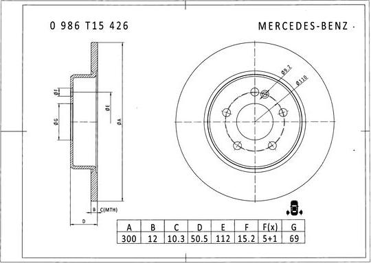 BOSCH 0 986 T15 426 - Bremžu diski ps1.lv