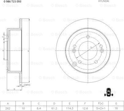 BOSCH 0 986 T15 093 - Bremžu diski ps1.lv