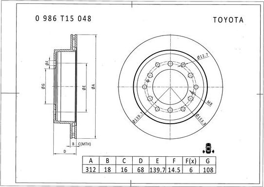 BOSCH 0 986 T15 048 - Bremžu diski ps1.lv