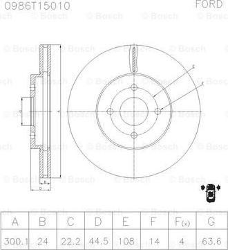 BOSCH 0 986 T15 010 - Bremžu diski ps1.lv