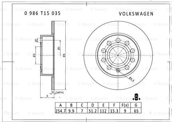 BOSCH 0 986 T15 035 - Bremžu diski ps1.lv