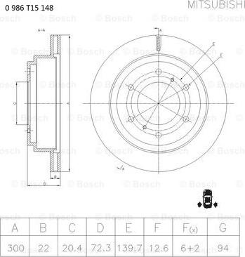 BOSCH 0 986 T15 148 - Bremžu diski ps1.lv