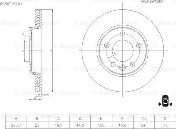 BOSCH 0 986 T15 181 - Bremžu diski ps1.lv