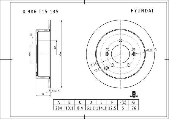 BOSCH 0 986 T15 135 - Bremžu diski ps1.lv