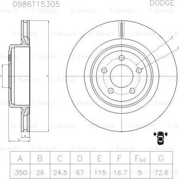 BOSCH 0 986 T15 305 - Bremžu diski ps1.lv