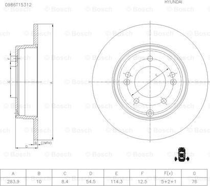 BOSCH 0 986 T15 312 - Bremžu diski ps1.lv