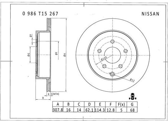 BOSCH 0 986 T15 267 - Bremžu diski ps1.lv