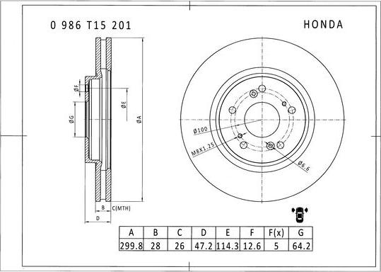 BOSCH 0 986 T15 201 - Bremžu diski ps1.lv