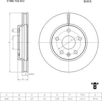 BOSCH 0 986 T16 653 - Bremžu diski ps1.lv