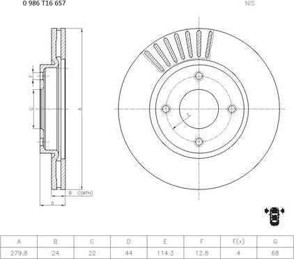 BOSCH 0 986 T16 657 - Bremžu diski ps1.lv