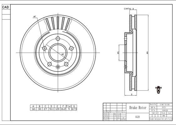 BOSCH 0 986 T16 666 - Bremžu diski ps1.lv